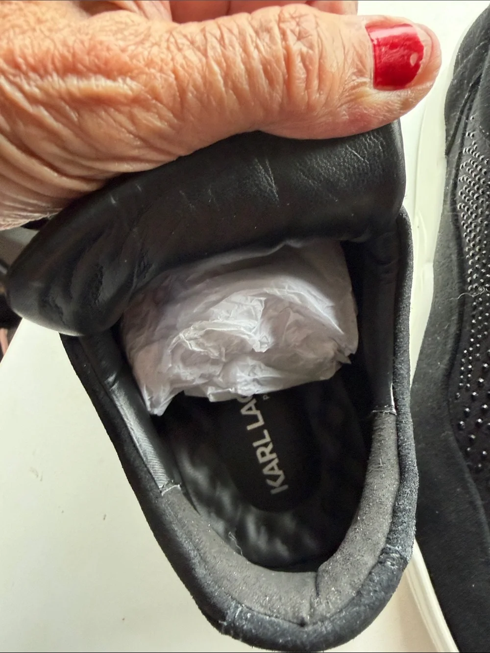 MENS Karl Lagerfeld Black Suede Lace-Up Sneakers with Studded Detailing